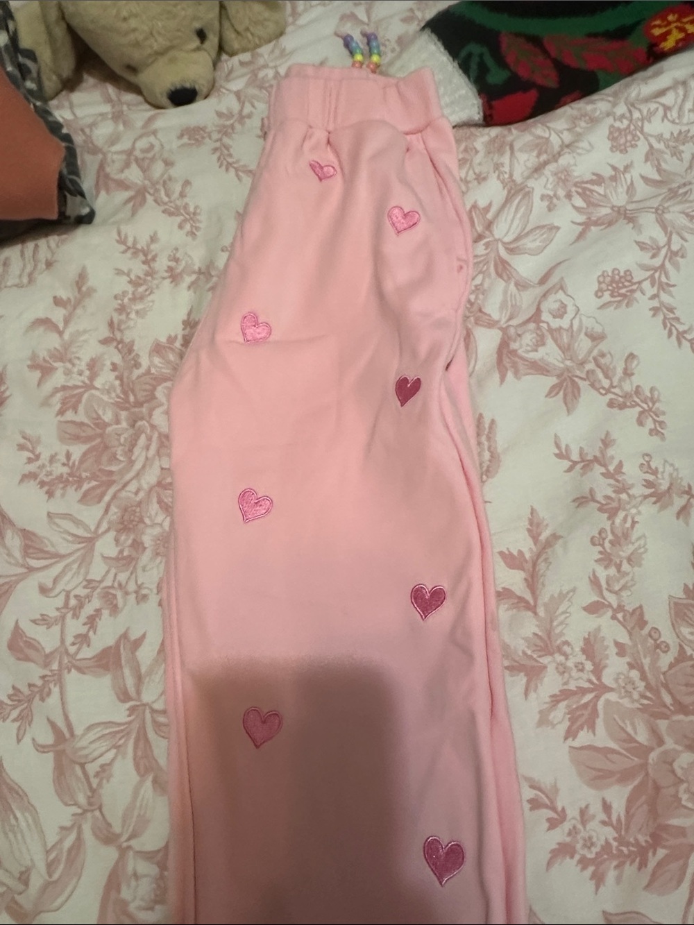 Lola + The Boys Pink Heart Embroidered Kids Pajama Set - Picture 11 of 13